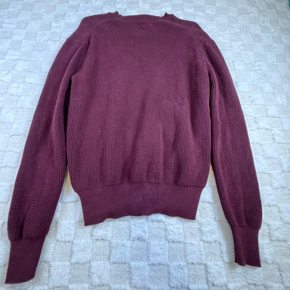 AllSaints Rias Crew Sweater Mens Medium Burgundy Waffle Knit Cotton MK085P